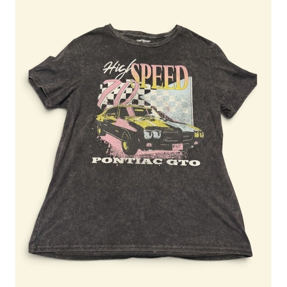 Chemistry Pontiac GTO High Speed 70 Graphic Tee Acid Wash Gray Unisex Large